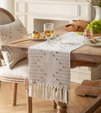 Boho Table runner / Taupe beige
